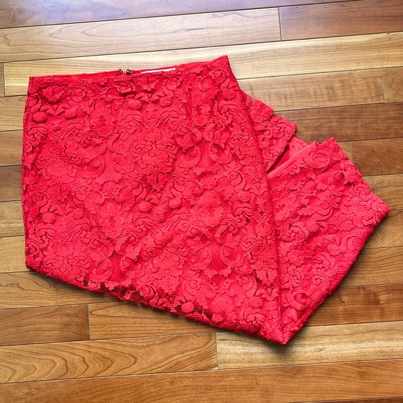 BB Dakota Red Lace Pencil Skirt - Picture 1 of 5